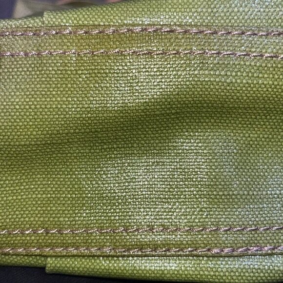 FOSSIL KEY PER TOTE Apple Green Coated Canvas Shoulder Bag Purse Handbag - NEW - Picture 7 of 12